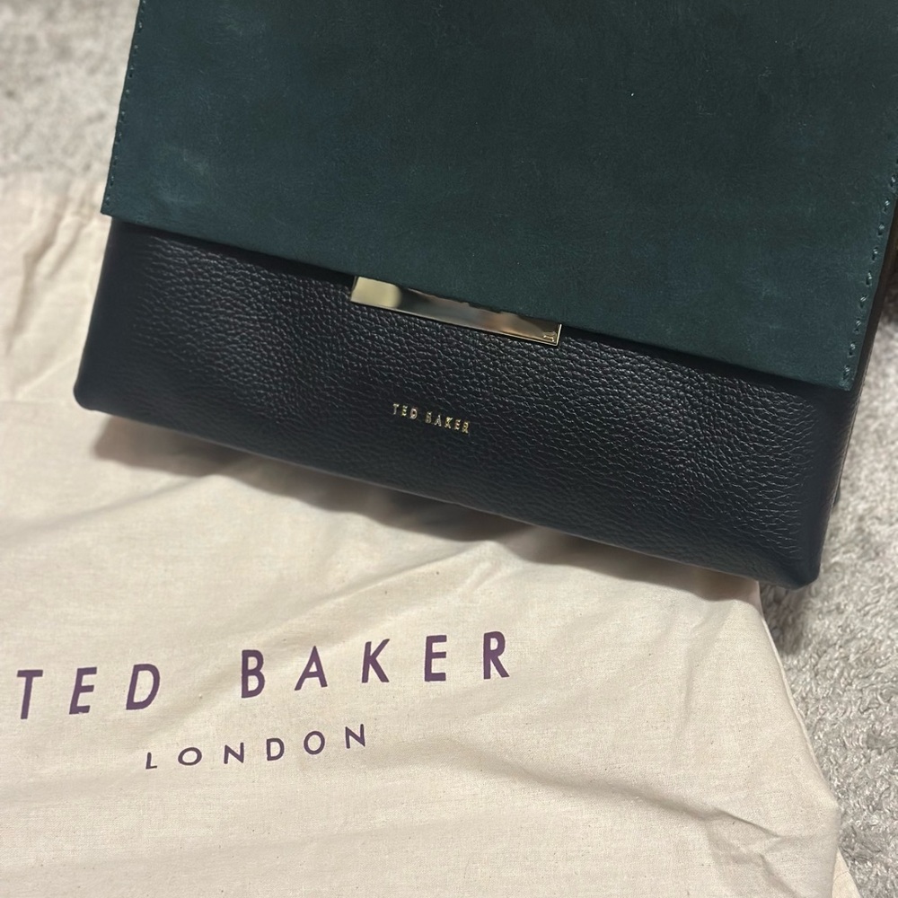 Ted Baker Teal and Black Leather Clutch